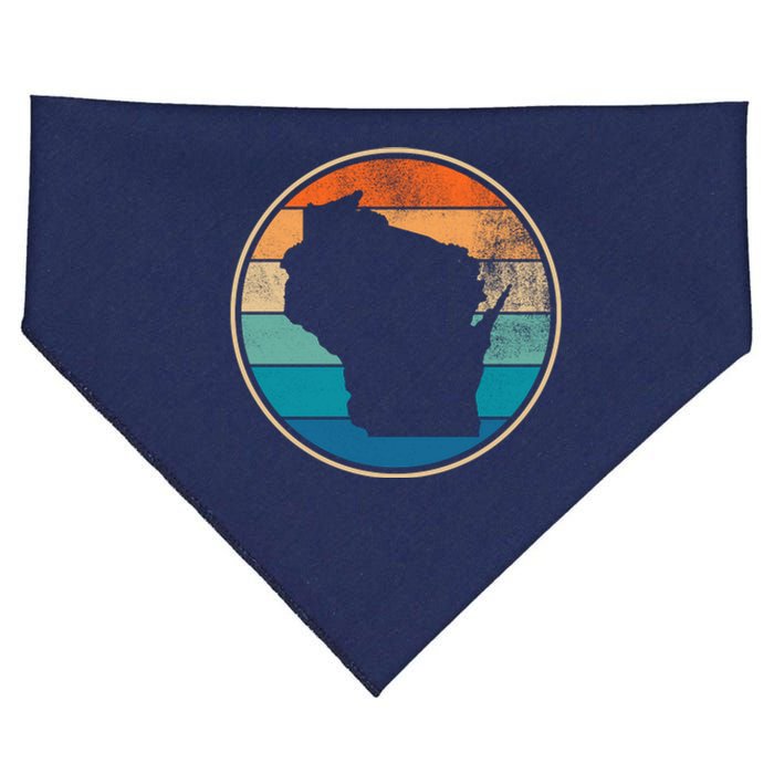 Wisconsin Retro Sunset State USA-Made Doggie Bandana