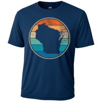 Wisconsin Retro Sunset State Cooling Performance Crew T-Shirt