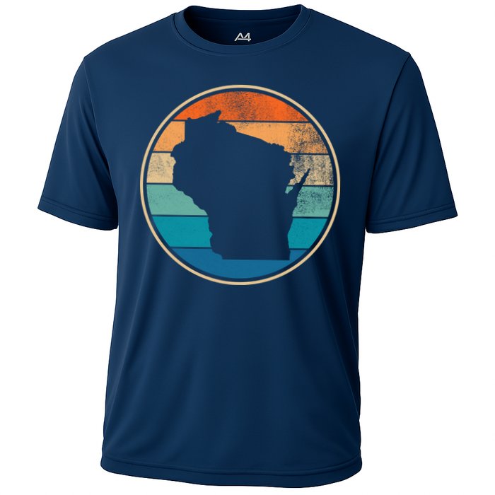 Wisconsin Retro Sunset State Cooling Performance Crew T-Shirt