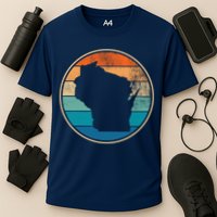 Wisconsin Retro Sunset State Cooling Performance Crew T-Shirt