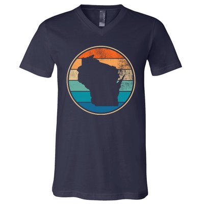 Wisconsin Retro Sunset State V-Neck T-Shirt