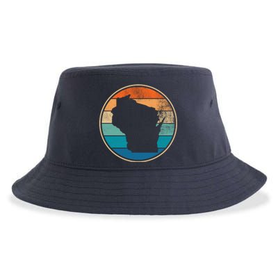 Wisconsin Retro Sunset State Sustainable Bucket Hat