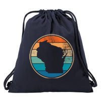 Wisconsin Retro Sunset State Drawstring Bag