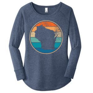 Wisconsin Retro Sunset State Women's Perfect Tri Tunic Long Sleeve Shirt