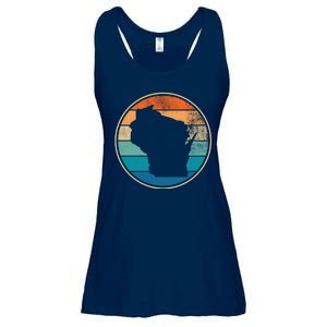 Wisconsin Retro Sunset State Ladies Essential Flowy Tank