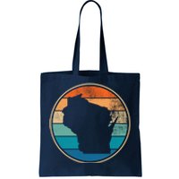 Wisconsin Retro Sunset State Tote Bag