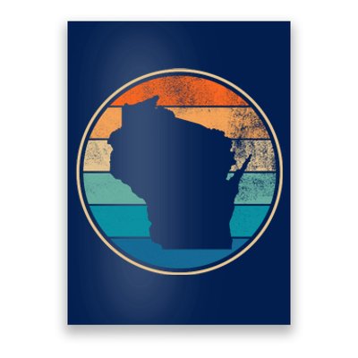 Wisconsin Retro Sunset State Poster