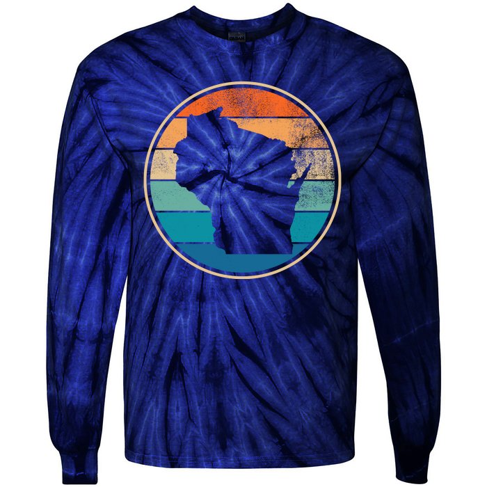 Wisconsin Retro Sunset State Tie-Dye Long Sleeve Shirt