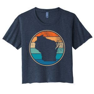 Wisconsin Retro Sunset State Women's Crop Top Tee