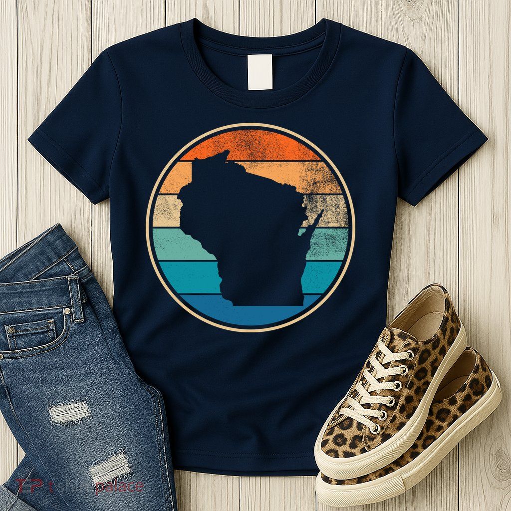 Wisconsin Retro Sunset State Womens T-Shirt