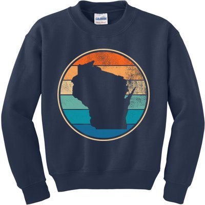 Wisconsin Retro Sunset State Kids Sweatshirt