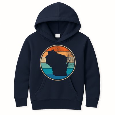 Wisconsin Retro Sunset State Kids Hoodie