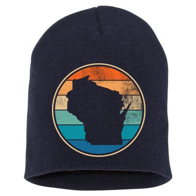 Wisconsin Retro Sunset State Short Acrylic Beanie