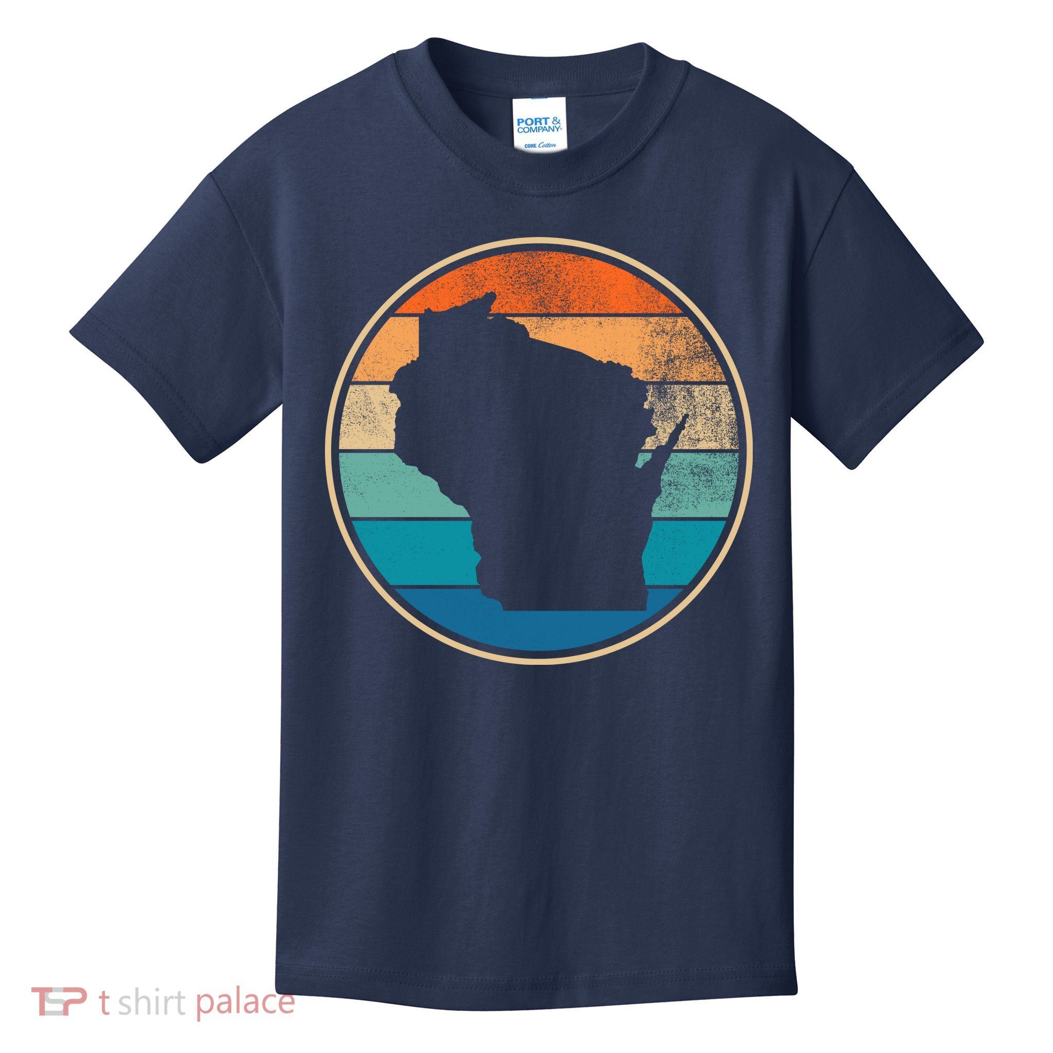 Wisconsin Retro Sunset State Kids T-Shirt