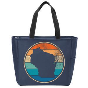 Wisconsin Retro Sunset State Zip Tote Bag