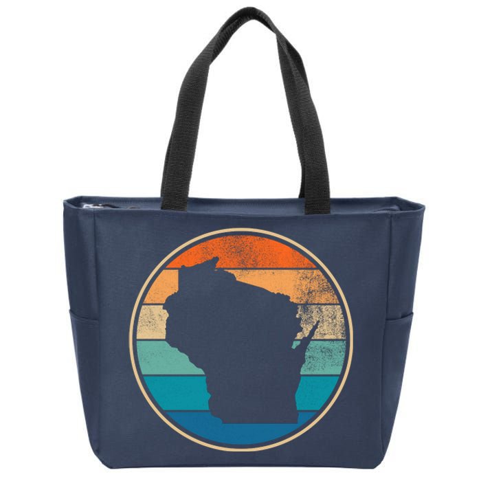 Wisconsin Retro Sunset State Zip Tote Bag