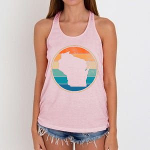 Wisconsin Retro Sunset State Women's Knotted Racerback Tank