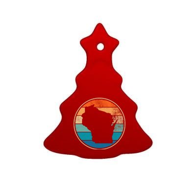 Wisconsin Retro Sunset State Ceramic Tree Ornament