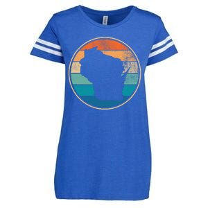 Wisconsin Retro Sunset State Enza Ladies Jersey Football T-Shirt