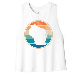 Wisconsin Retro Sunset State Women's Racerback Cropped Tank