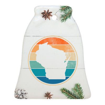 Wisconsin Retro Sunset State Ceramic Bell Ornament