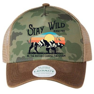 W4Mx Retro Stay Wild Roam Free The Buffalo Charge The Storm Legacy Tie Dye Trucker Hat