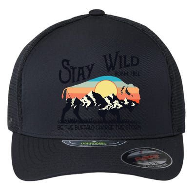 W4Mx Retro Stay Wild Roam Free The Buffalo Charge The Storm Flexfit Unipanel Trucker Cap