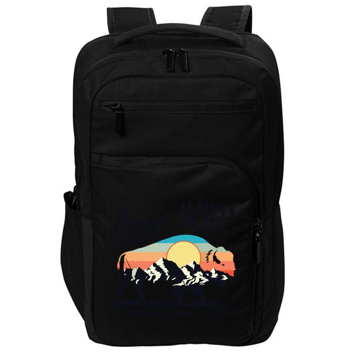W4Mx Retro Stay Wild Roam Free The Buffalo Charge The Storm Impact Tech Backpack