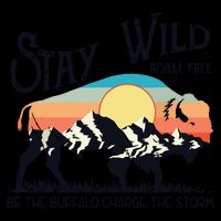 W4Mx Retro Stay Wild Roam Free The Buffalo Charge The Storm Impact Tech Backpack