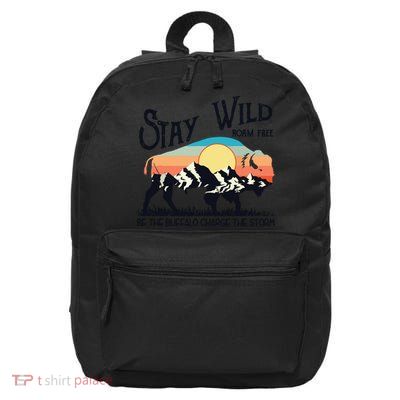 W4Mx Retro Stay Wild Roam Free The Buffalo Charge The Storm 16 in Basic Backpack
