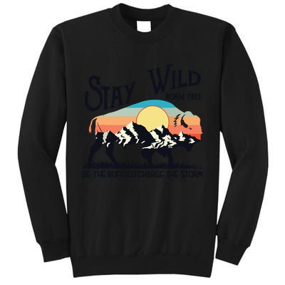 W4Mx Retro Stay Wild Roam Free The Buffalo Charge The Storm Tall Sweatshirt