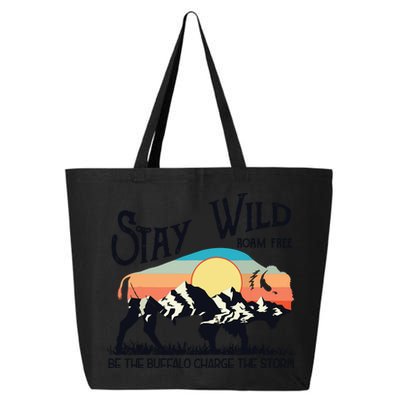 W4Mx Retro Stay Wild Roam Free The Buffalo Charge The Storm 25L Jumbo Tote