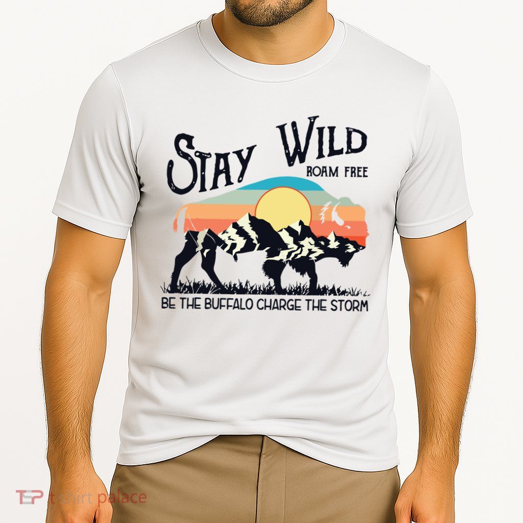 W4Mx Retro Stay Wild Roam Free The Buffalo Charge The Storm Performance Shirt