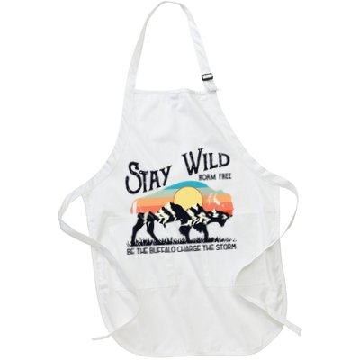 W4Mx Retro Stay Wild Roam Free The Buffalo Charge The Storm Apron