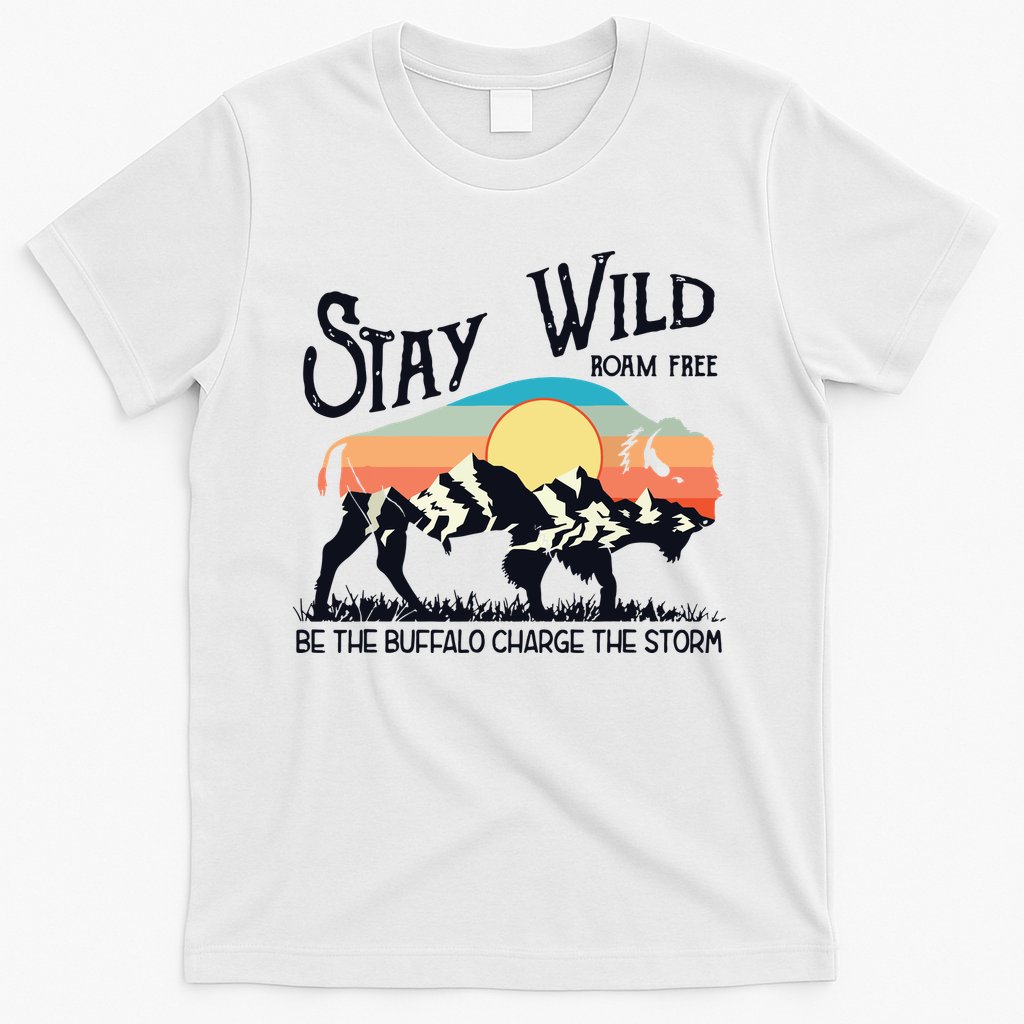 W4Mx Retro Stay Wild Roam Free The Buffalo Charge The Storm T-Shirt