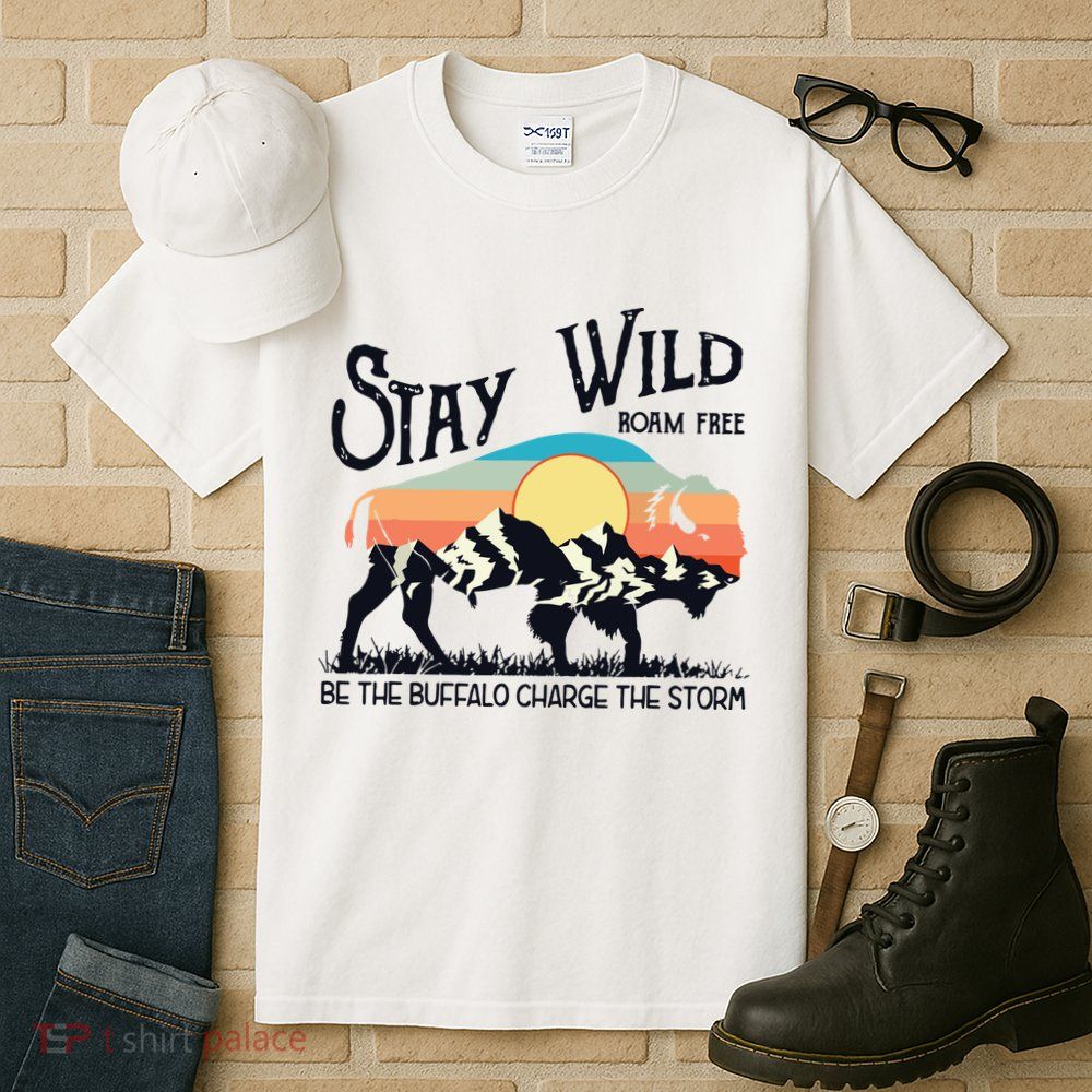 W4Mx Retro Stay Wild Roam Free The Buffalo Charge The Storm Tall T-Shirt