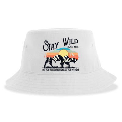 W4Mx Retro Stay Wild Roam Free The Buffalo Charge The Storm Sustainable Bucket Hat