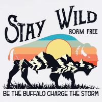 W4Mx Retro Stay Wild Roam Free The Buffalo Charge The Storm Sustainable Bucket Hat