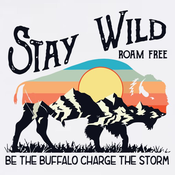 W4Mx Retro Stay Wild Roam Free The Buffalo Charge The Storm Sustainable Bucket Hat