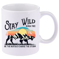 W4Mx Retro Stay Wild Roam Free The Buffalo Charge The Storm 11oz C Handle Ceramic Mug