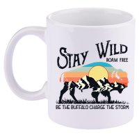 W4Mx Retro Stay Wild Roam Free The Buffalo Charge The Storm 11oz C Handle Ceramic Mug