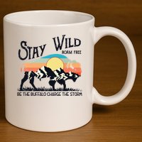 W4Mx Retro Stay Wild Roam Free The Buffalo Charge The Storm 11oz C Handle Ceramic Mug
