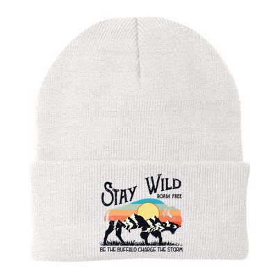 W4Mx Retro Stay Wild Roam Free The Buffalo Charge The Storm Knit Cap Winter Beanie