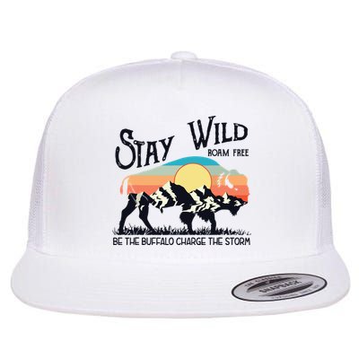 W4Mx Retro Stay Wild Roam Free The Buffalo Charge The Storm Flatbill Hat
