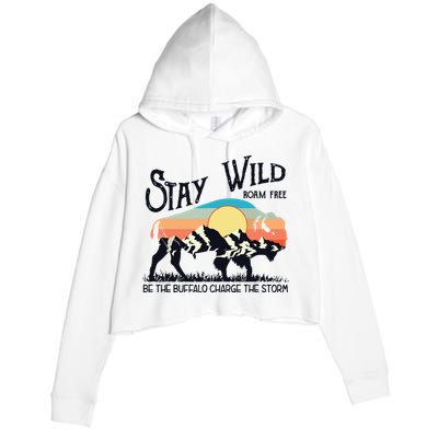 W4Mx Retro Stay Wild Roam Free The Buffalo Charge The Storm Crop Fleece Hoodie