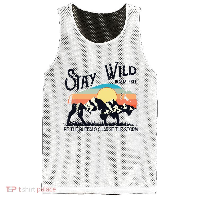 W4Mx Retro Stay Wild Roam Free The Buffalo Charge The Storm Mesh Reversible Basketball Jersey Tank