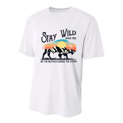 W4Mx Retro Stay Wild Roam Free The Buffalo Charge The Storm Youth Performance Sprint T-Shirt