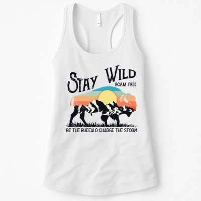 W4Mx Retro Stay Wild Roam Free The Buffalo Charge The Storm Womens Tank Top