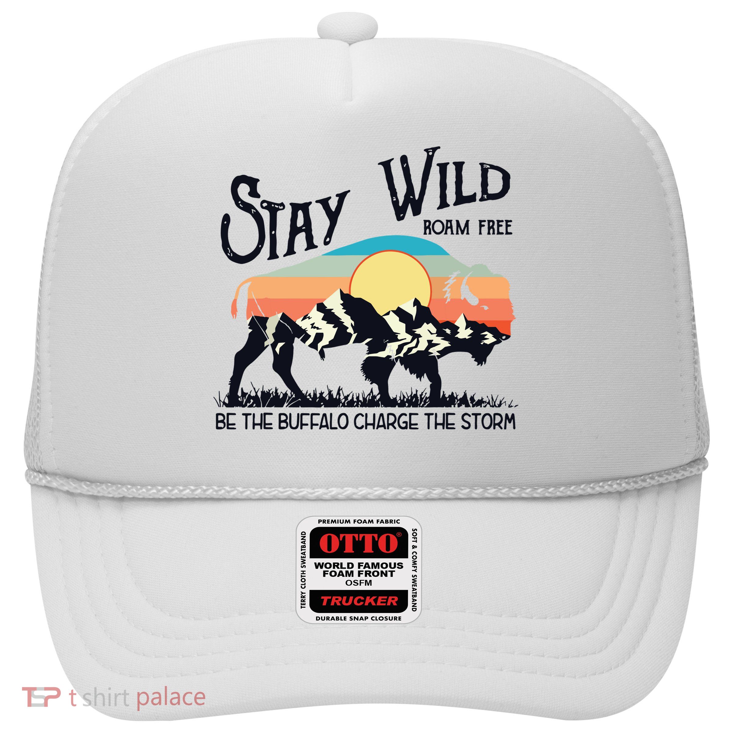 W4Mx Retro Stay Wild Roam Free The Buffalo Charge The Storm Trucker Hat