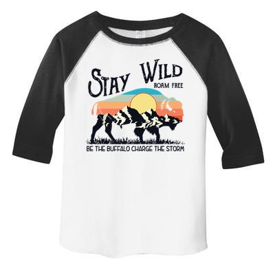 W4Mx Retro Stay Wild Roam Free The Buffalo Charge The Storm Toddler Fine Jersey T-Shirt